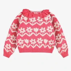 Chandail En Tricot Rose Avec Motif Floral, Enfant