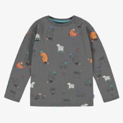 T-shirt Gris à Motifs D’animaux, Enfant