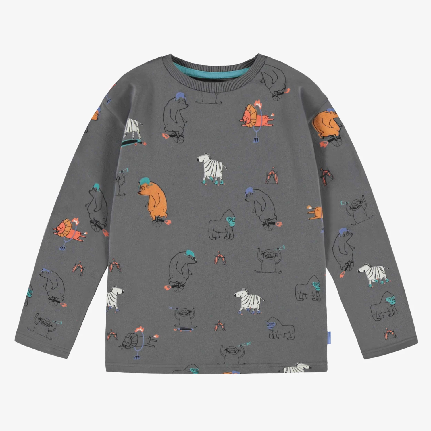 T-shirt Gris à Motifs D’animaux, Enfant 1 T-shirt Gris à Motifs D’animaux, Enfant