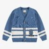 Cardigan Bleu En Tricot Avec Rayures, Enfant