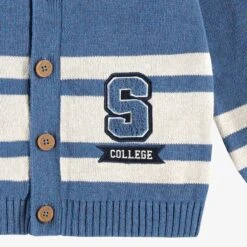 Cardigan Bleu En Tricot Avec Rayures, Enfant -Souris Mini Boutique F25C3301C Zoom