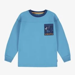 T-shirt Bleu à Illustration Brodée, Enfant