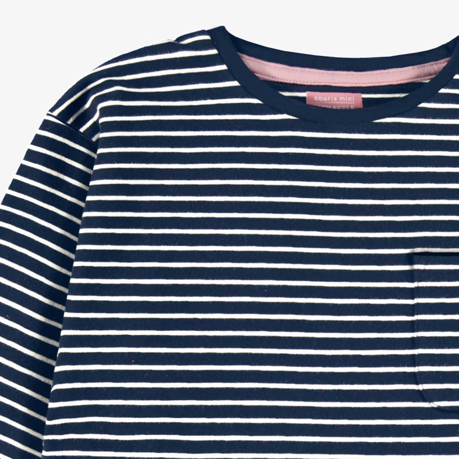 T-shirt Bleu Marine à Rayures, Enfant 2 T-shirt Bleu Marine à Rayures, Enfant – Image 2