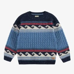 Chandail Bleu En Tricot Torsadé, Enfant