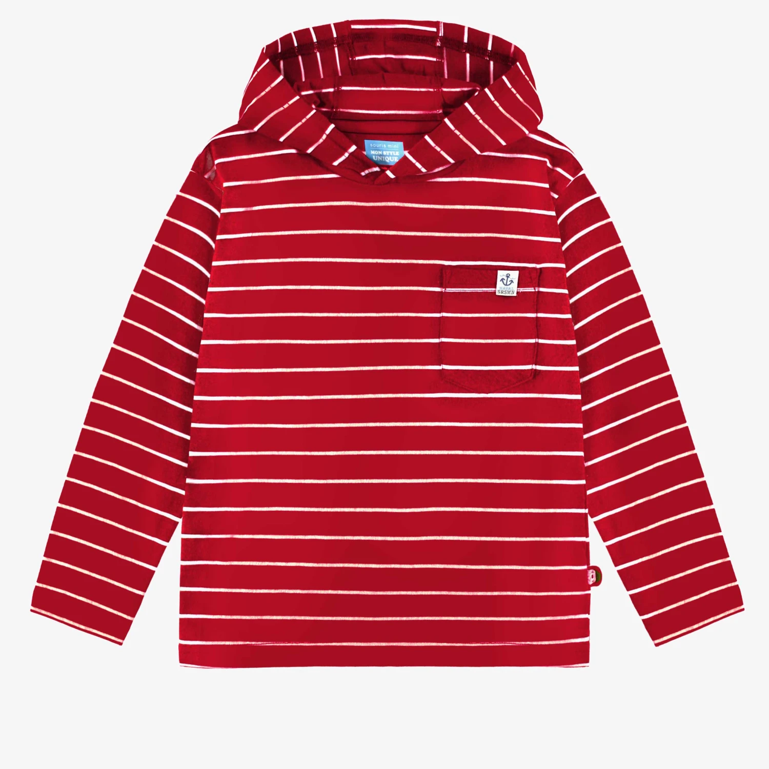 T-shirt Rouge à Rayures Avec Capuchon, Enfant 1 T-shirt Rouge à Rayures Avec Capuchon, Enfant