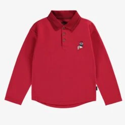 Polo Rouge à Manches Longues, Enfant