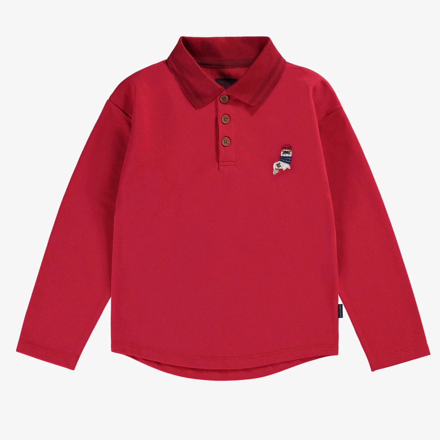 Polo Rouge à Manches Longues, Enfant 1 Polo Rouge à Manches Longues, Enfant