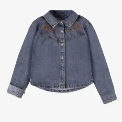 Chemise Bleue En Denim Avec Broderies, Enfant