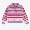 Chandail Mauve En Tricot Avec Motifs, Enfant