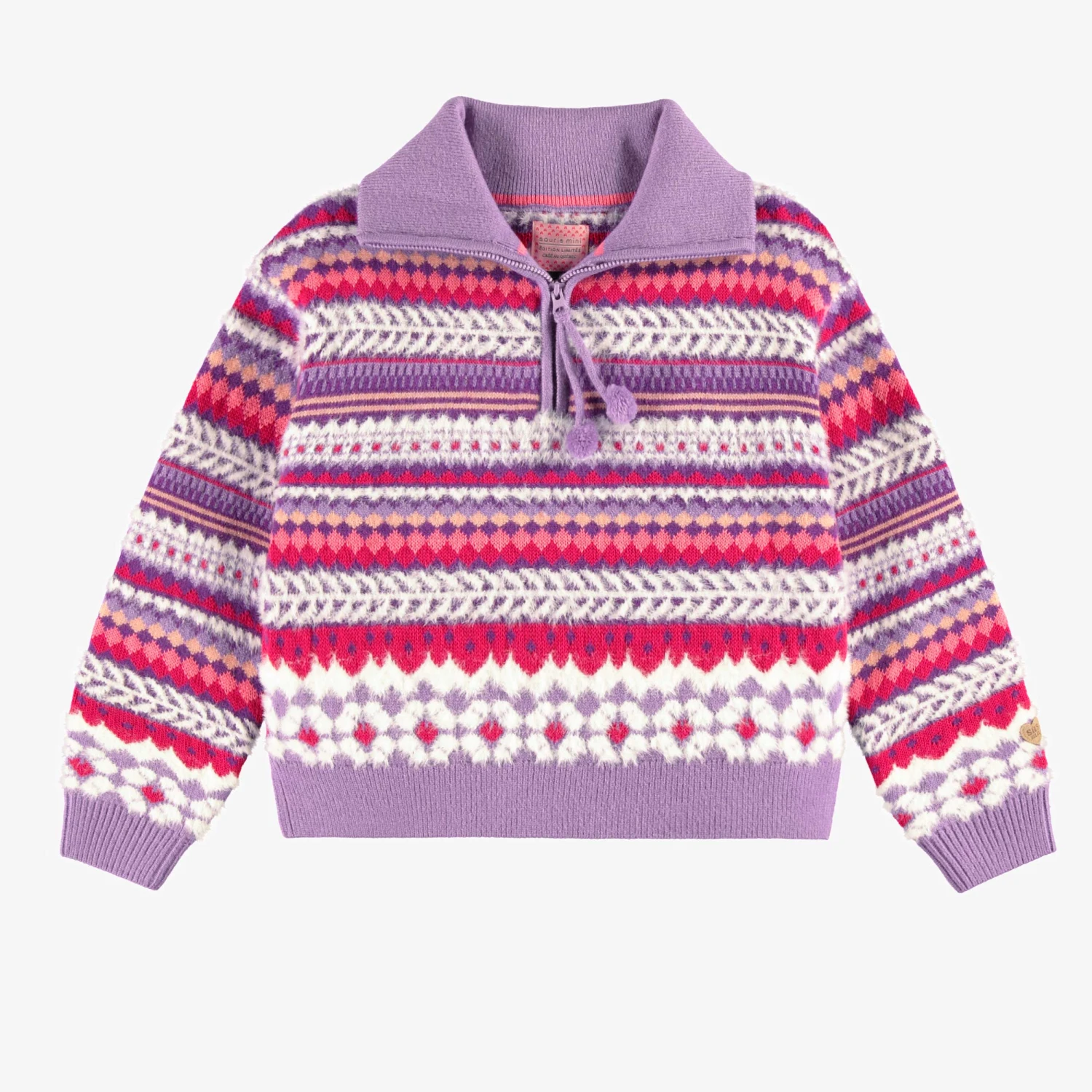 Chandail Mauve En Tricot Avec Motifs, Enfant 1 Chandail Mauve En Tricot Avec Motifs, Enfant