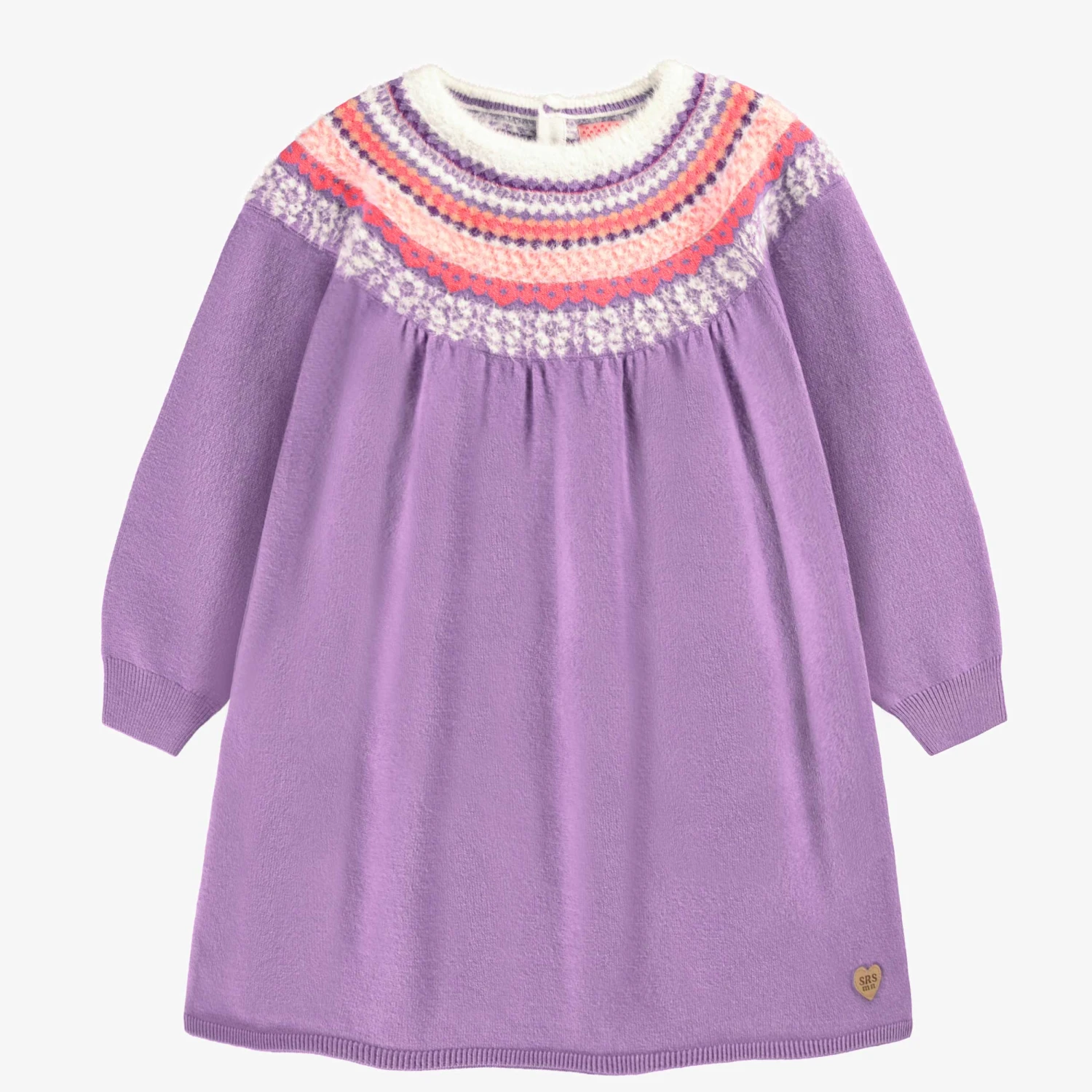 Robe Mauve En Tricot Avec Motifs, Enfant 1 Robe Mauve En Tricot Avec Motifs, Enfant