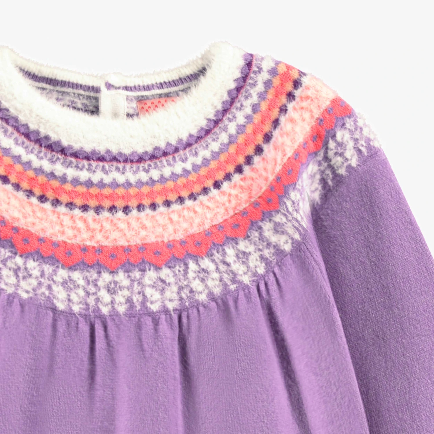Robe Mauve En Tricot Avec Motifs, Enfant 4 Robe Mauve En Tricot Avec Motifs, Enfant – Image 4