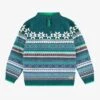 Chandail Sarcelle En Tricot Avec Motifs, Enfant
