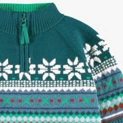 Chandail Sarcelle En Tricot Avec Motifs, Enfant -Souris Mini Boutique F25C4101C Zoom