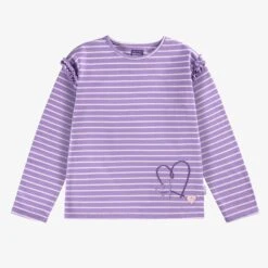 T-shirt Mauve à Rayures, Enfant