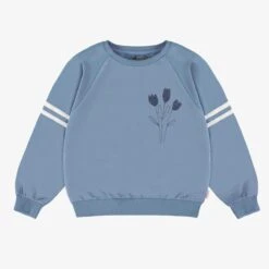 Chandail Turquoise En Molleton Avec Fleurs, Enfant