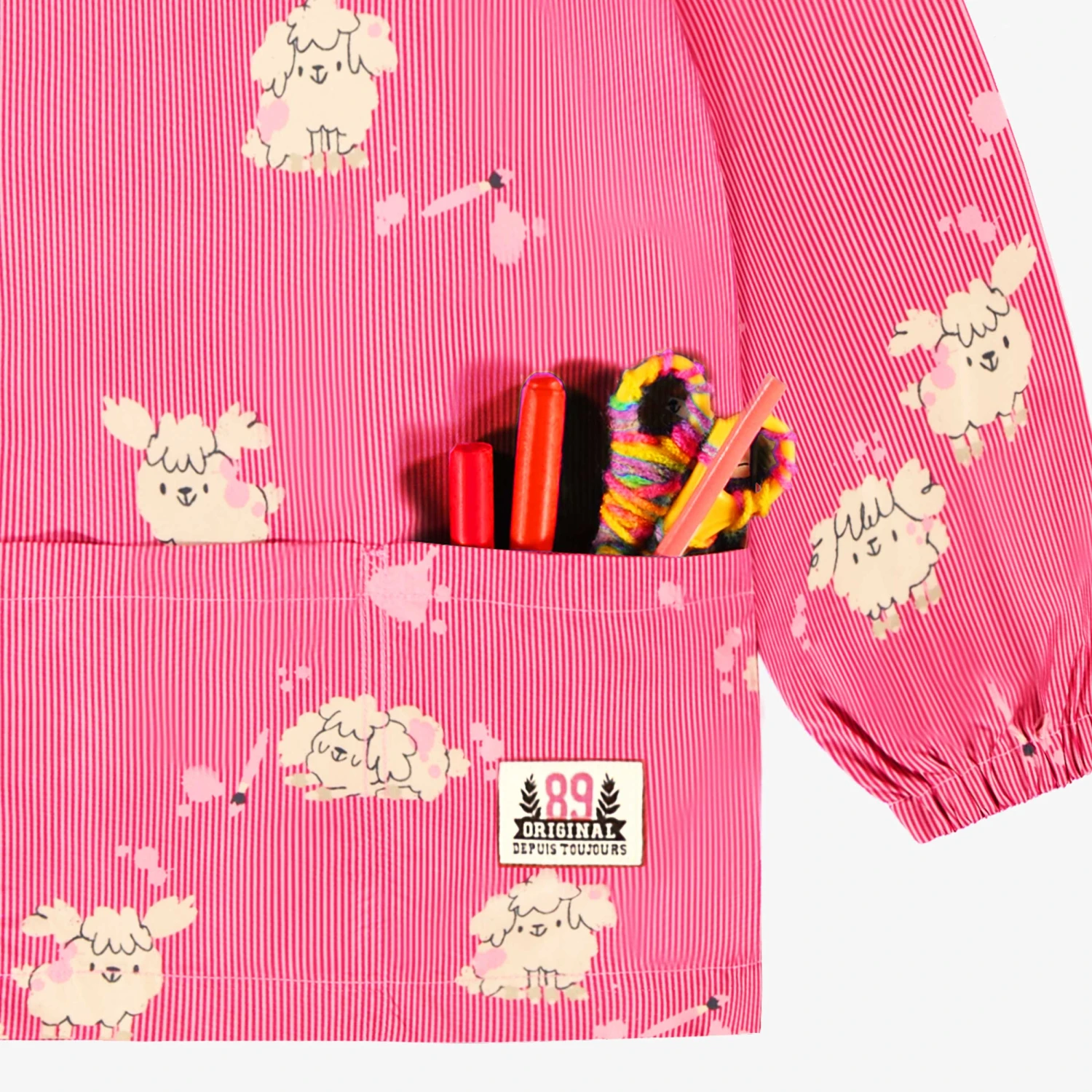 Couvre-tout Rose à Rayures Et Motifs De Chiens, Enfant 6 Couvre-tout Rose à Rayures Et Motifs De Chiens, Enfant – Image 6