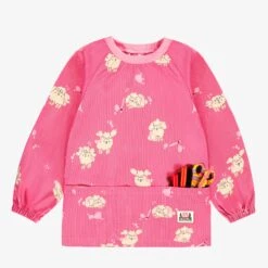 Couvre-tout Rose à Rayures Et Motifs De Chiens, Enfant 12 Couvre-tout Rose à Rayures Et Motifs De Chiens, Enfant -Souris Mini Boutique F25C5801C 98 F Pochette5