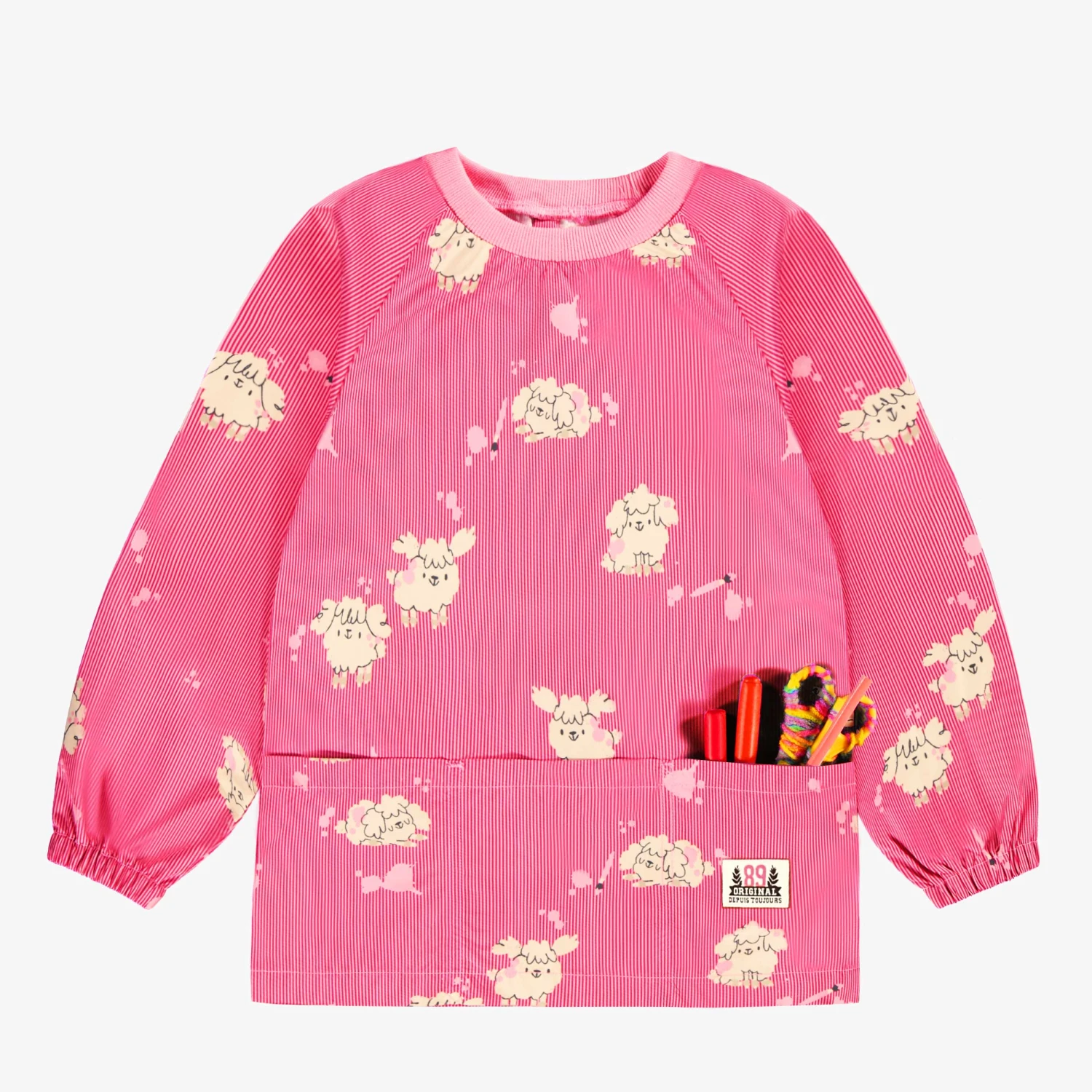 Couvre-tout Rose à Rayures Et Motifs De Chiens, Enfant 5 Couvre-tout Rose à Rayures Et Motifs De Chiens, Enfant – Image 5