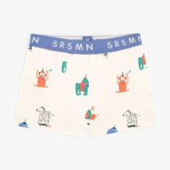 Boxer Crème à Motifs D’animaux, Enfant