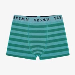 Boxer Turquoise Et Vert à Rayures, Enfant