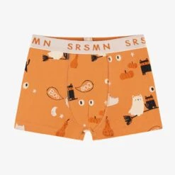 Boxer Orange à Motifs D’Halloween, Enfant