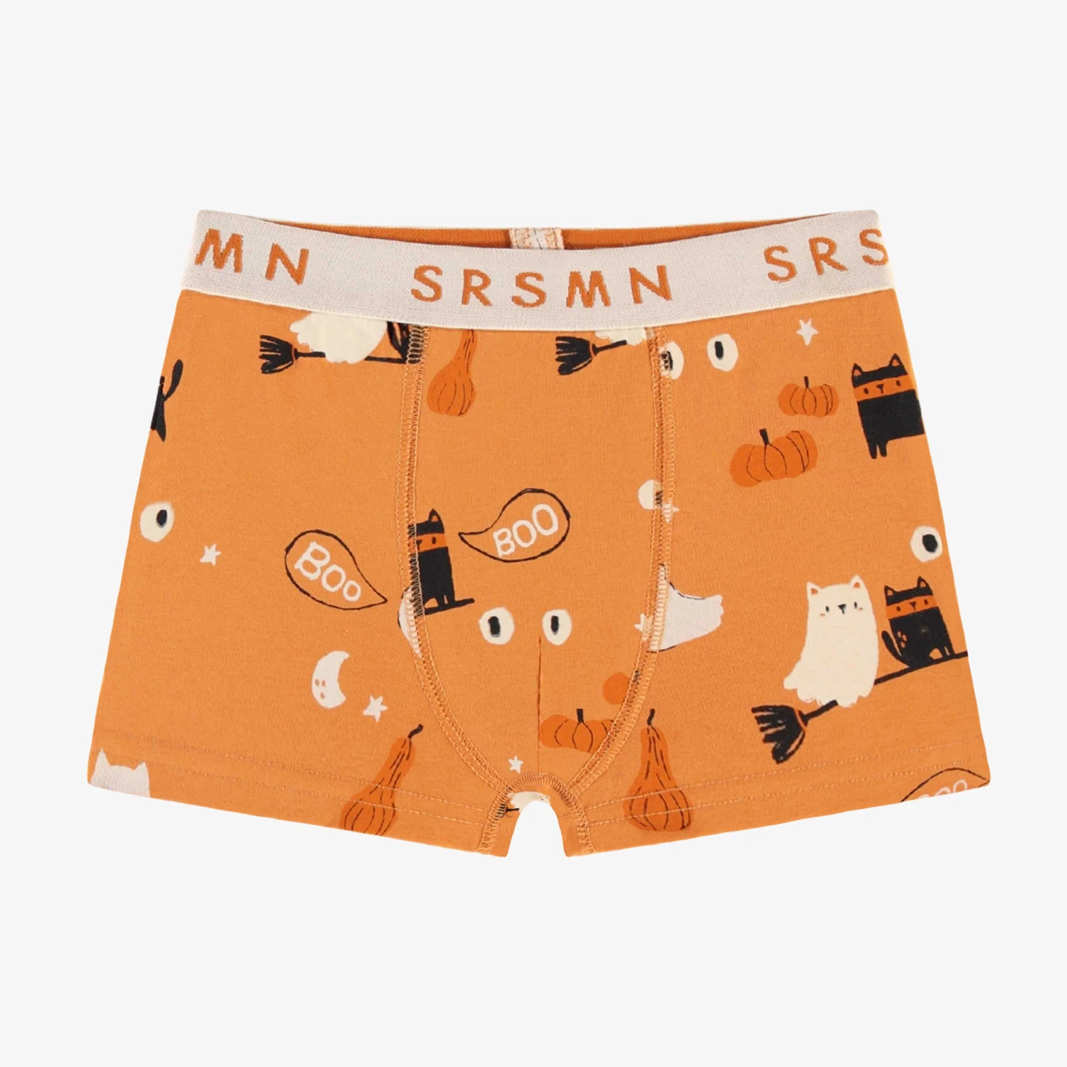 Boxer Orange à Motifs D’Halloween, Enfant 1 Boxer Orange à Motifs D’Halloween, Enfant