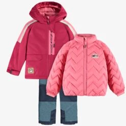 Habit De Neige 3 En 1 Rose Et Bleu Denim, Enfant