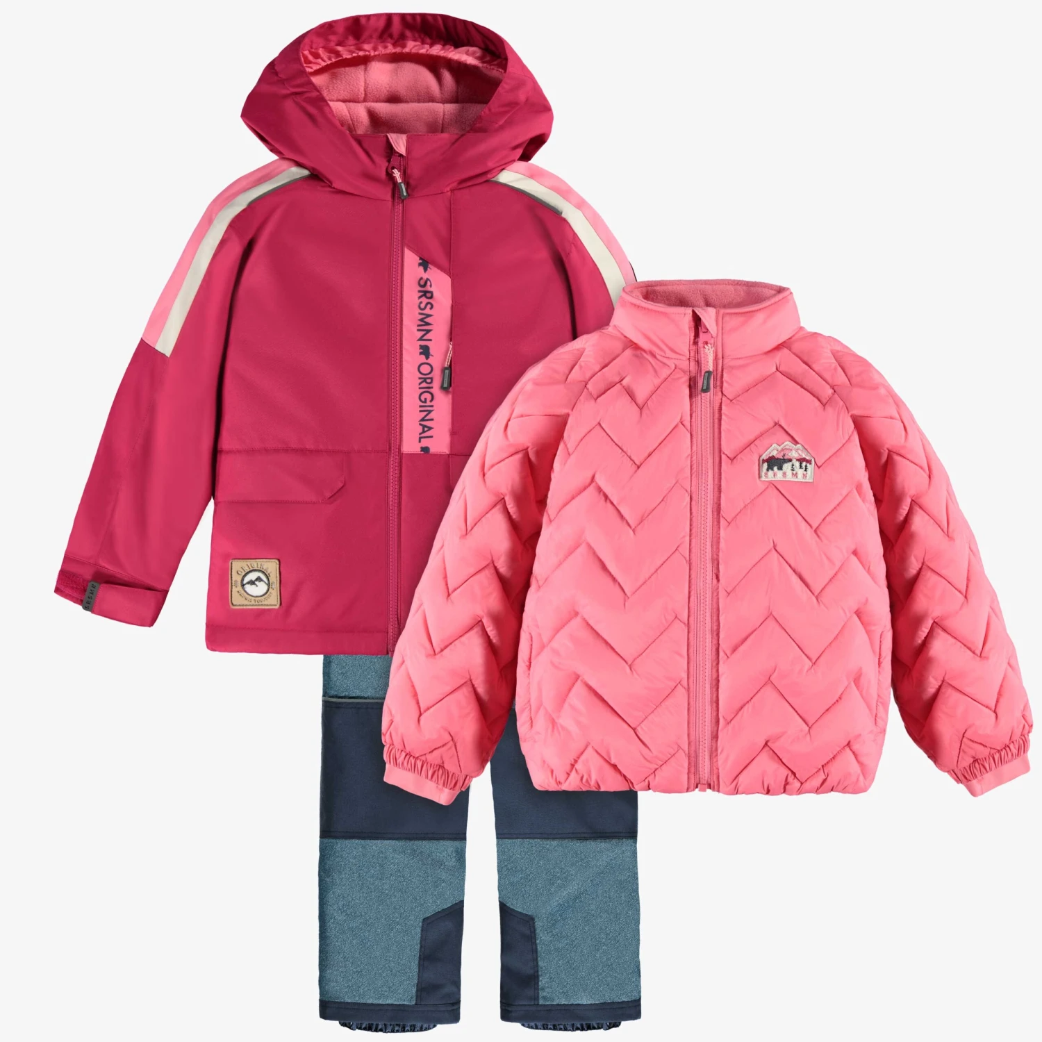 Habit De Neige 3 En 1 Rose Et Bleu Denim, Enfant 1 Habit De Neige 3 En 1 Rose Et Bleu Denim, Enfant