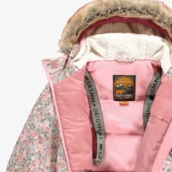 Habit De Neige Une Pièce Rose Avec Fleurs, Enfant -Souris Mini Boutique F25C7070C 98 Detail BretelleSacDos2