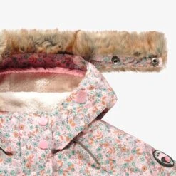 Habit De Neige Une Pièce Rose Avec Fleurs, Enfant -Souris Mini Boutique F25C7070C 98 Detail Fourrure2
