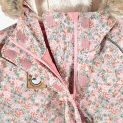 Habit De Neige Une Pièce Rose Avec Fleurs, Enfant -Souris Mini Boutique F25C7070C 98 Detail Menton2
