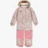 Habit De Neige Une Pièce Rose Avec Fleurs, Enfant