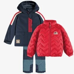 Habit De Neige 3 En 1 Bleu Denim Et Rouge, Enfant