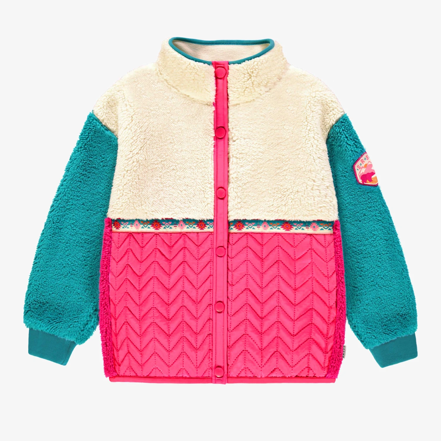 Veste Rose Et Turquoise En Peluche, Enfant 1 Veste Rose Et Turquoise En Peluche, Enfant