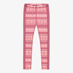 Legging Rose En Laine Mérinos Avec Motifs Jacquard, Enfant