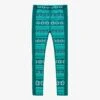 Legging Turquoise En Laine Mérinos Avec Motifs Jacquard, Enfant