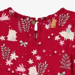 Robe Rouge à Motifs Festifs, Enfant 10 Robe Rouge à Motifs Festifs, Enfant -Souris Mini Boutique F25C8005C DetailBack