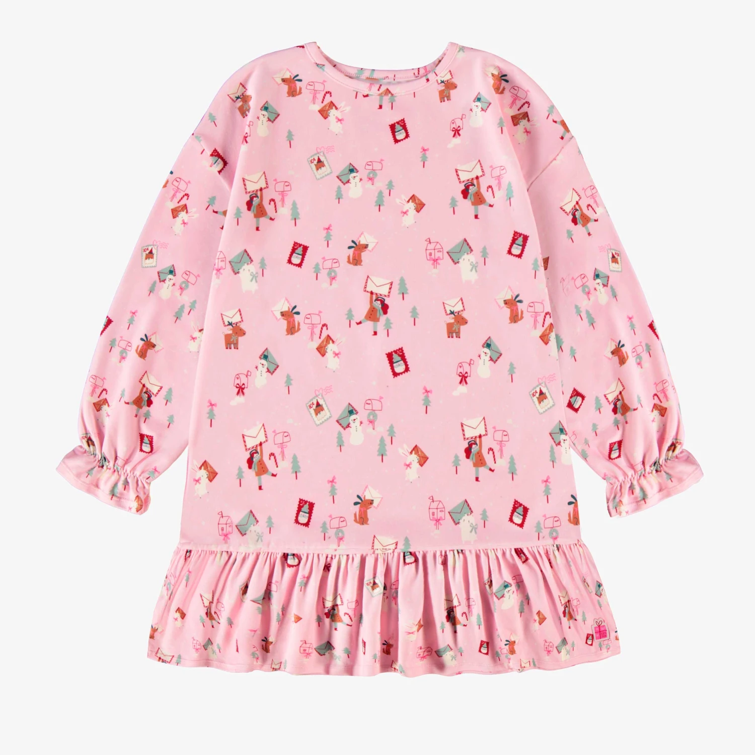 Robe De Nuit Rose à Motifs Des Fêtes, Enfant 1 Robe De Nuit Rose à Motifs Des Fêtes, Enfant