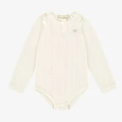Justaucorps Blanc à Motif Pointelle, Enfant