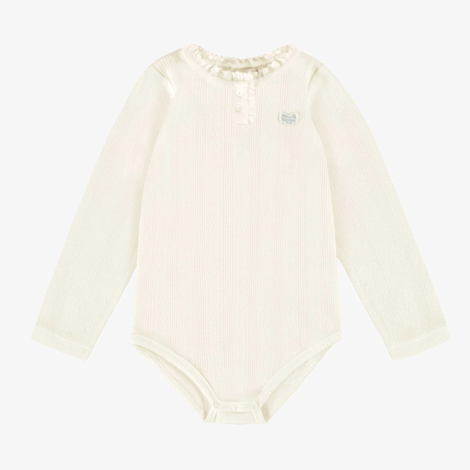 Justaucorps Blanc à Motif Pointelle, Enfant 1 Justaucorps Blanc à Motif Pointelle, Enfant