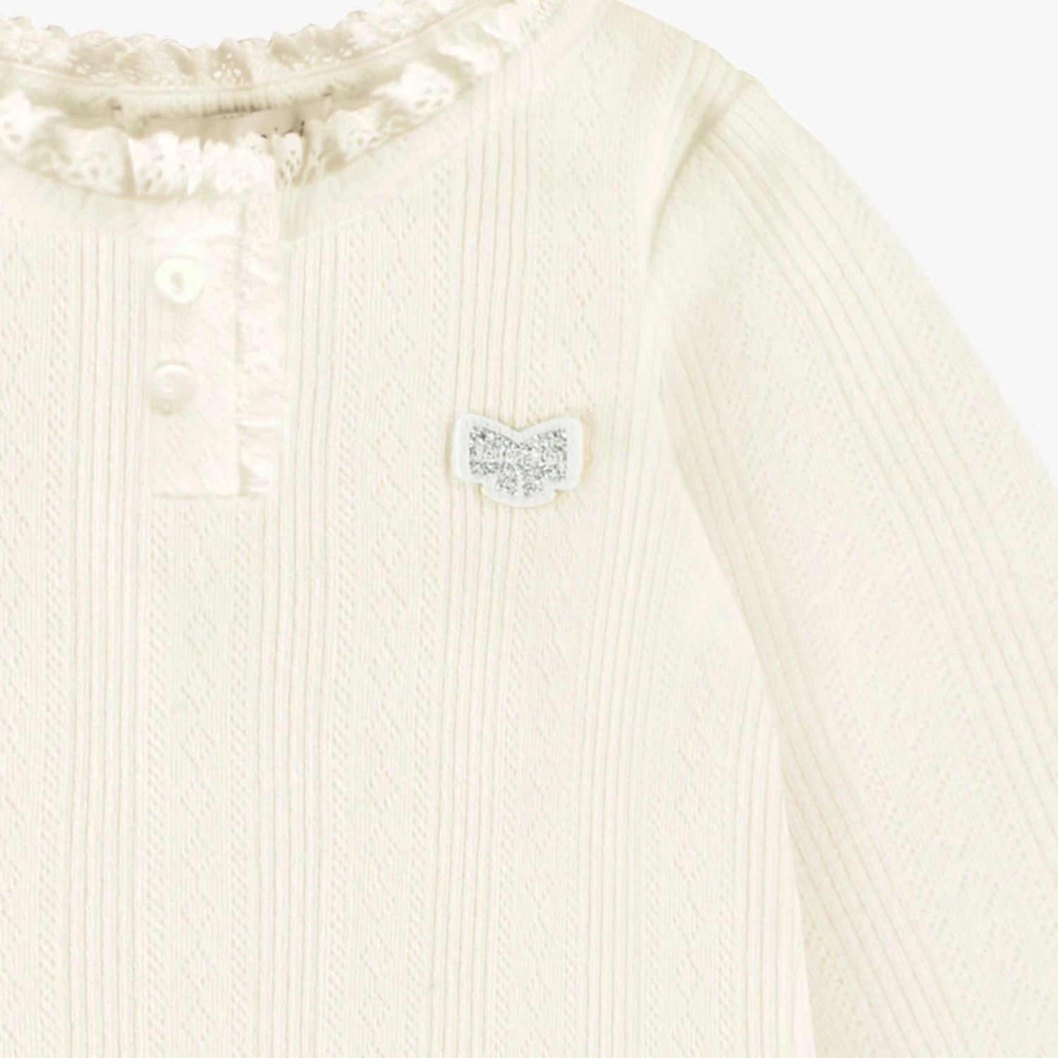 Justaucorps Blanc à Motif Pointelle, Enfant 2 Justaucorps Blanc à Motif Pointelle, Enfant – Image 2