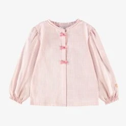Blouse Blanc Et Rose à Carreaux Vichy, Enfant