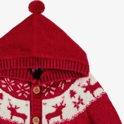 Cardigan Rouge En Tricot Avec Motifs Jacquard, Naissance 14 Cardigan Rouge En Tricot Avec Motifs Jacquard, Naissance -Souris Mini Boutique F25L9922L 98 Zoom