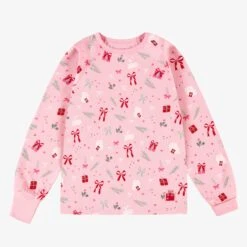 Pyjama Deux Pièces Rose à Motifs Des Fêtes, Enfant -Souris Mini Boutique Haut pyjama deux pieces rose motifs des Fetes enfant jpeg