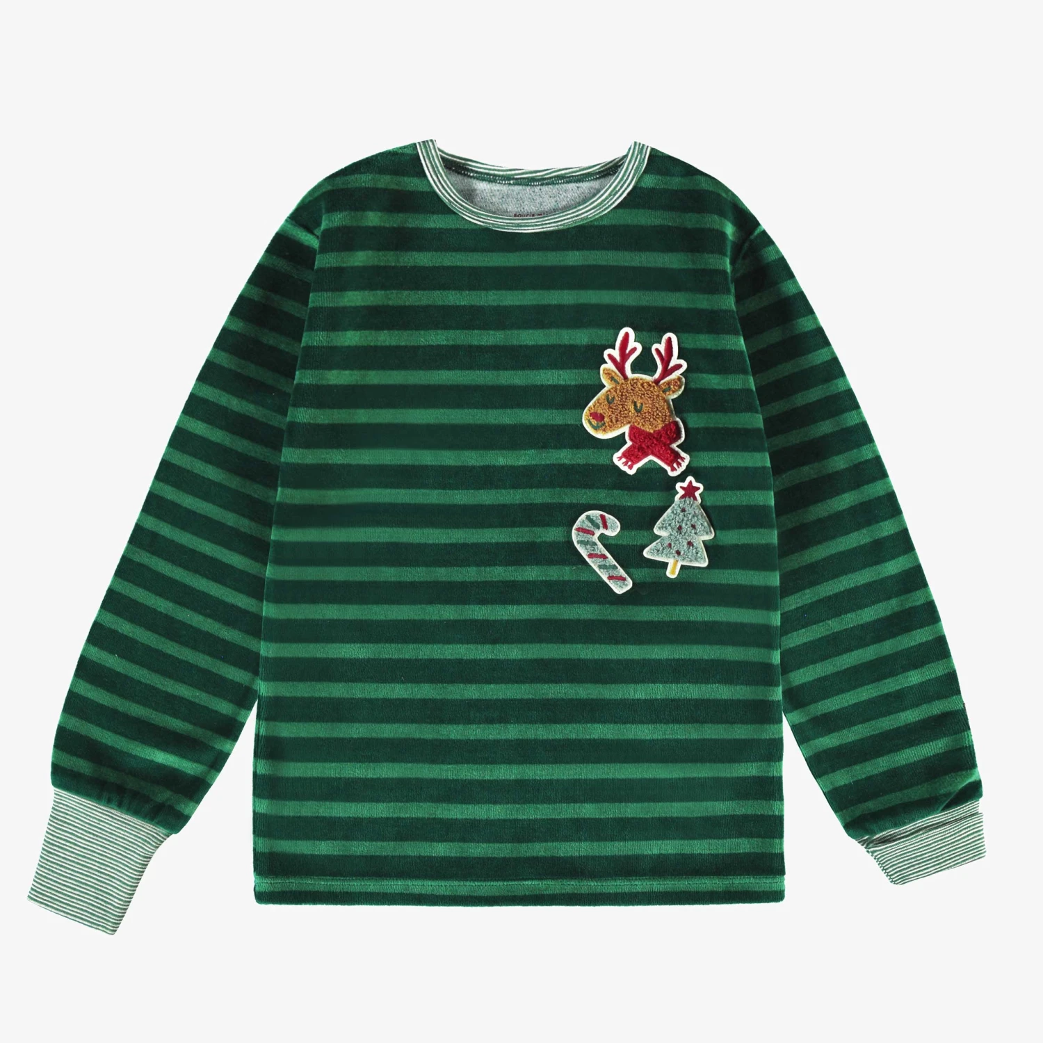 Pyjama Deux Pièces En Velours Vert à Rayures, Enfant 6 Pyjama Deux Pièces En Velours Vert à Rayures, Enfant – Image 6