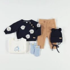 Chaussettes Bleues Avec Mouton, Naissance -Souris Mini Boutique Layette102