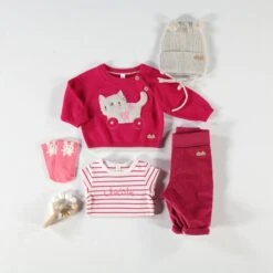 Chandail Rose En Tricot Avec Motif Jacquard, Naissance -Souris Mini Boutique Layette1 4eec93ed de19 4eb8 85cf 319bdafc61a6
