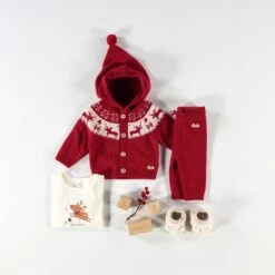 Pantalon Rouge En Tricot, Naissance 9 Pantalon Rouge En Tricot, Naissance -Souris Mini Boutique LayettePreNoelF253