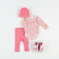 Cache-couche Crème à Rayures Roses, Naissance -Souris Mini Boutique Miniclassique Layette 3